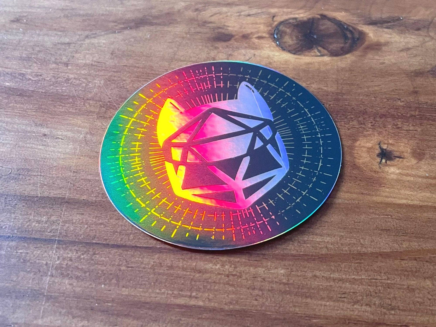 D20 Cat Holographic Sticker