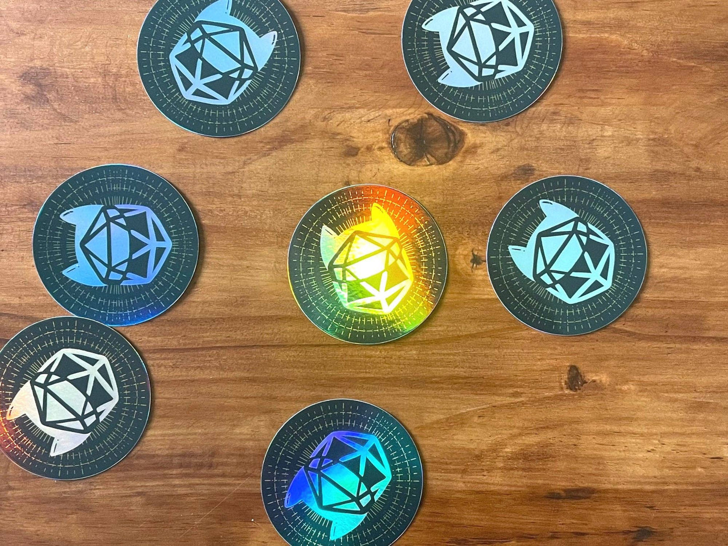 D20 Cat Holographic Sticker
