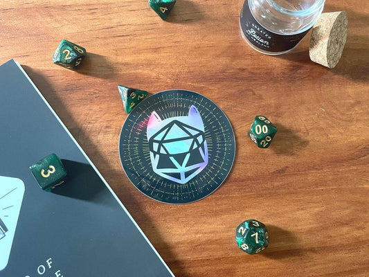 D20 Cat Holographic Sticker